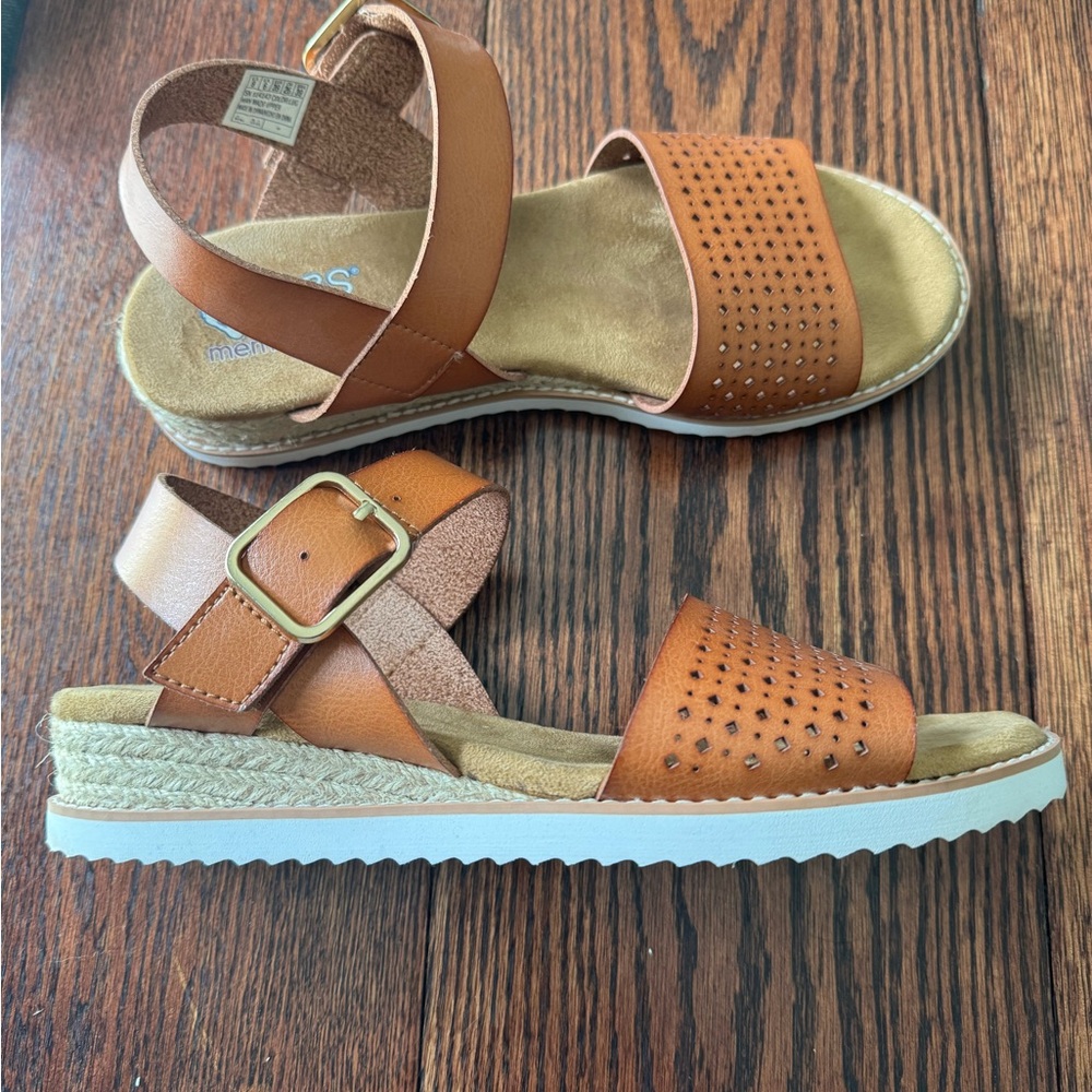 BOBS from Skechers Brown Sandals with Buckle Closure and Contoured Footbed